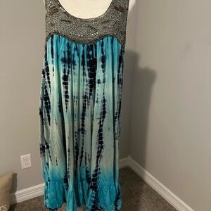 ALLOY Blue and Black Tie-Dye Mini Dress